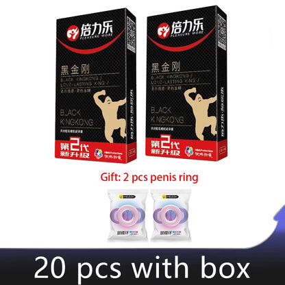 Black Long Lasting Condoms for Men - Delay Ejaculation, Reduce Sensitivity, Penis Sleeve Condom for Extended Pleasure