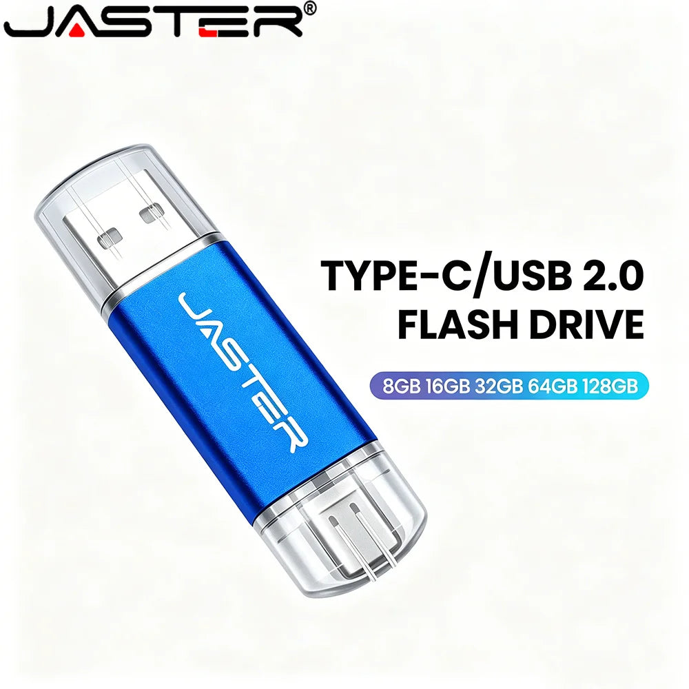 TYPE-C 2-in-1 USB 2.0 Flash Drive 64GB 512MB Real Capacity Memory Stick High Speed for Mobile Phones and Computers Business Gift