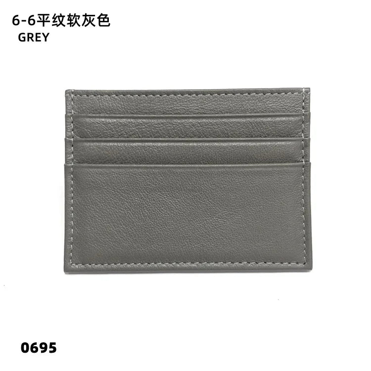 Custom Company Logo Cowhide Card Holder Woman Man Fashion Slim Mini Card Bag Genuine Leather Engrave Name Luxury Casual Purse