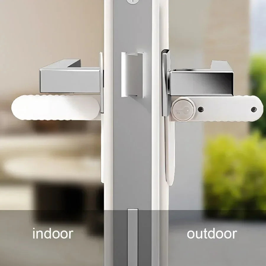 Universal Door Lever Lock Anti-Open Child Baby Safety Locks Punch-Free Multifunction Hidden Button Buckle for Home Security