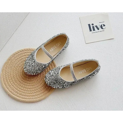 2025 Spring 1 to 12 years old girls dress shoes Beauty Pointed Toe Teen Girl Leather Shoes Bling Princess Wedding Shoes