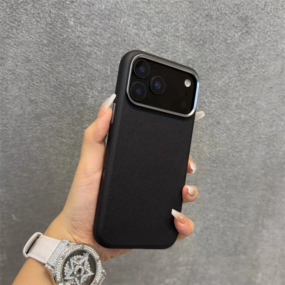 17 Case Leather Skin Soft TPU Cover for iPhone Air 16 Plus 14 12 13 15 16E 11 Pro Max Shockproof Phone Funda Capa Coque