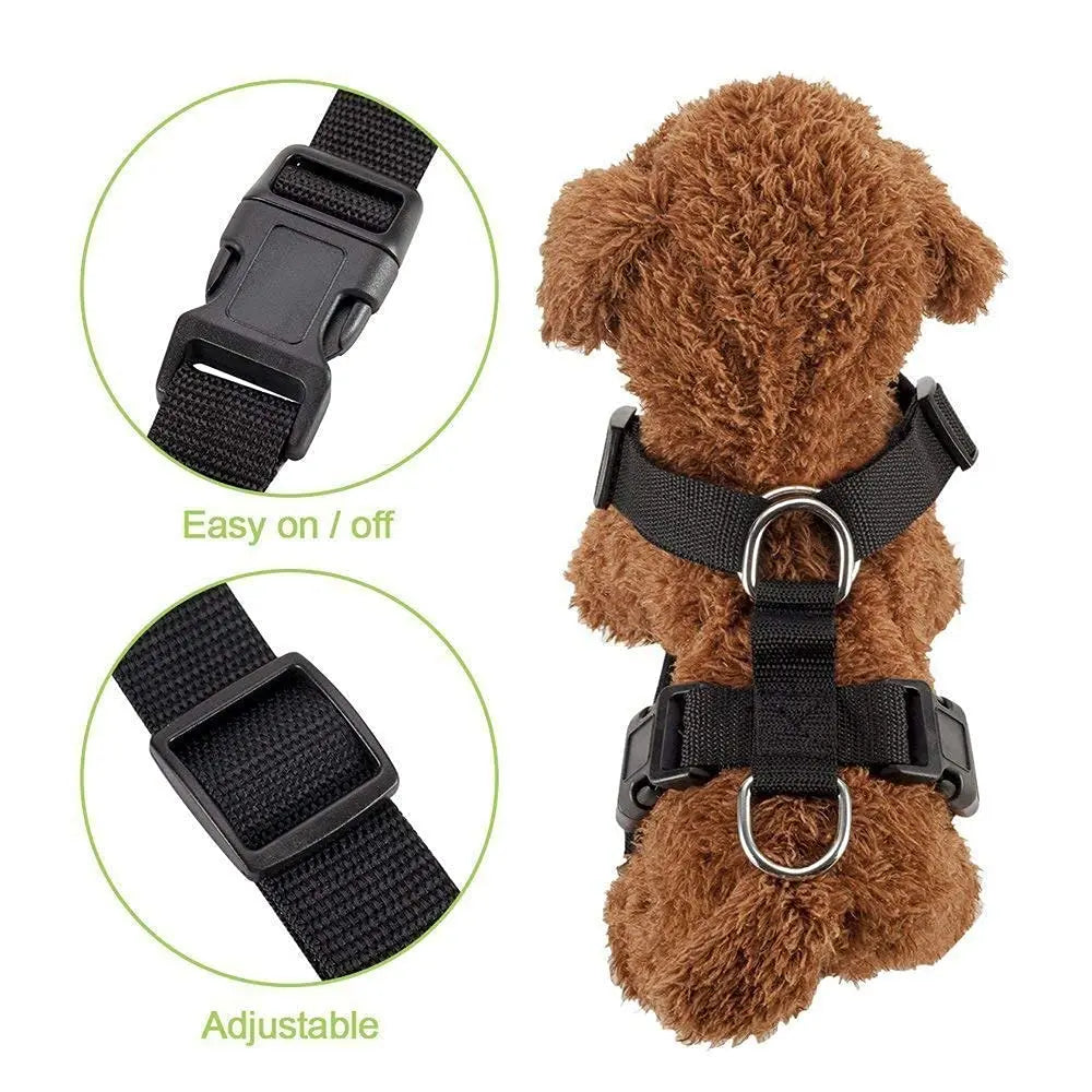 Dog Safety Vest Harness with Seatbelt, Dog Car Harness Seat Belt Adjustable Pet Harnesses Double Breathable Mesh Fabric with Car