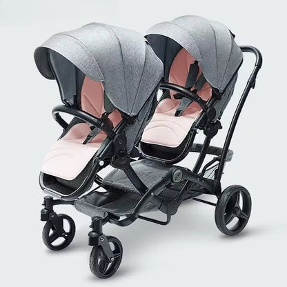 Foldable Twin Baby Stroller,Double Seat Baby Stroller for Two Babies,Shock-absorbing Twin Baby Stroller,Multi-function