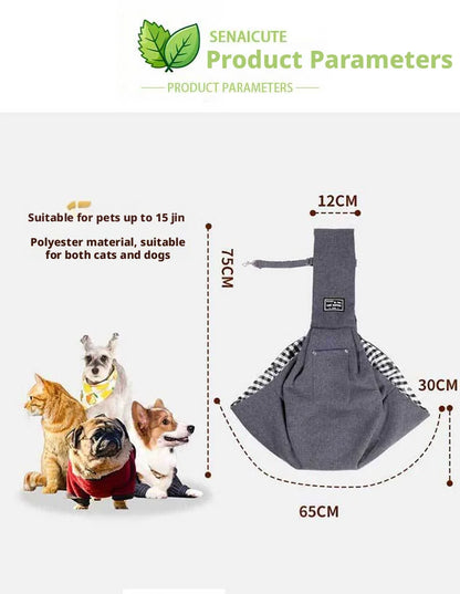 Breathable Pet Sling Carrier Bag for Cats Small Dogs Up to 7.5kg - Portable Single Shoulder Travel Pet Carrier