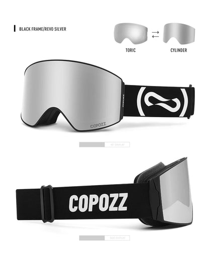 COPOZZ Magnetic Ski Goggles UV400 Protection Anti-Fog Ski Glasses Men Women Quick-Change Lens Snowboard Goggles with Two Options