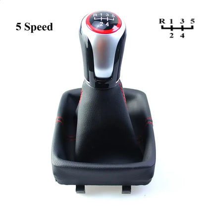 New Gear Shift Knob for VW Polo 9N 9N2 2002 2003 2004 2005 2006 2007 2008 2009 with Lever Shifter PU Leather Gaitor Boot Cover