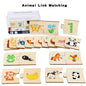 Children's Iron Box Number Enlightenment Paired Wooden Animal Food Puzzle Board Logical Thinking Training Game Educational Toys