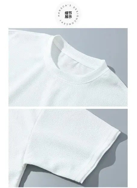 2024 Men's Summer Waffle Set Brand Fashion Casual T-shirt+Shorts Set Men's Sports Set Loose ComfortableSlo Two-piece Set