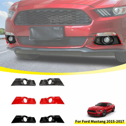 TESIN Car Front Bumper Fog Light Lamp Decoration Cover Trim for Ford Mustang 2015 2016 2017 ABS Lamp Hoods Exterior Accessories