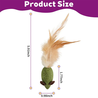 Mouse Cat Toys Catnip Feather Ball Self Cleaning Teeth Interactive Home Chasing Game Toy Products Cat Mint Ball Training Toys