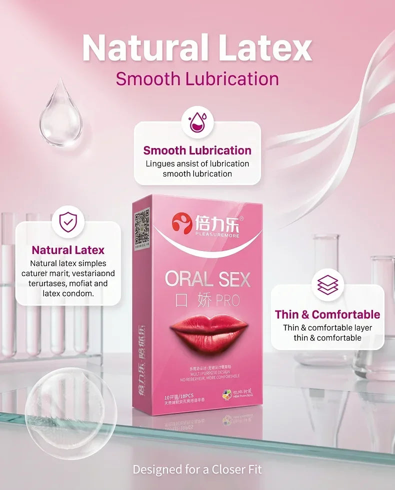 Oral PRO MultiPurpose Condoms No Reservoir Ultra Thin Front Internal Dotted Natural Latex 10pcs-50pcs Men ExtraSensation Beilile