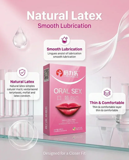 Oral PRO MultiPurpose Condoms No Reservoir Ultra Thin Front Internal Dotted Natural Latex 10pcs-50pcs Men ExtraSensation Beilile