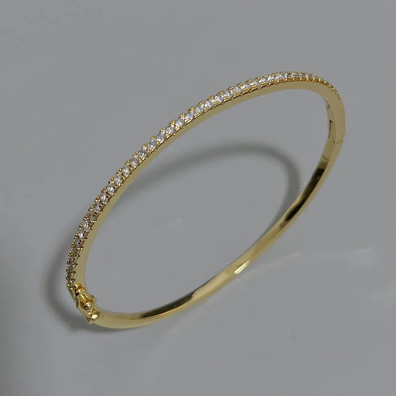 Top Quality Fashion Lovely Bangle Pure Sterling 925 Silver Jewelry For Women Design Bangle Cute Diamond Party Gift Jewelry Size6
