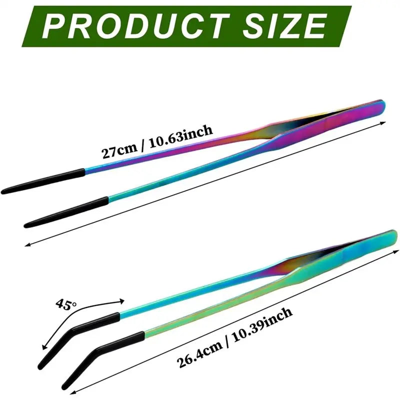 【PRICE-DROP!】Rubber Tip Stainless Steel Reptile Feeding Tongs(2Pcs)- Straight& Curved 10.6" Tweezers For Aquarium Forage Craftin
