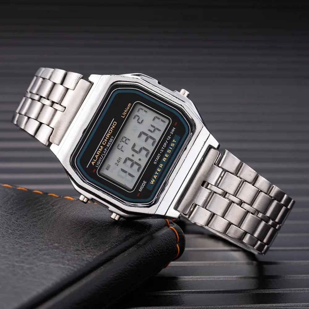 Women Men Unisex Watch Gold Silver Black Vintage LED Digital Sports Military Wristwatches Electronic Digital Present Gift Male