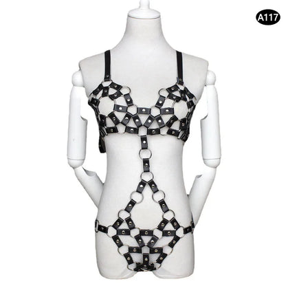 Bondage Harness Metal Leather Clothes Sexy Lingerie Bra Panty Adult Games Restraints Fetish Wear Erotic Costume BDSM Sex Toys