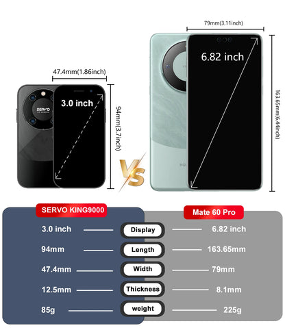 SERVO KING9000 4G LTE Mini Smartphone Android System RAM 2GB ROM 16GB Google Play WhatsAPP Hotspot 2 SIM Pocket Small Cellphones