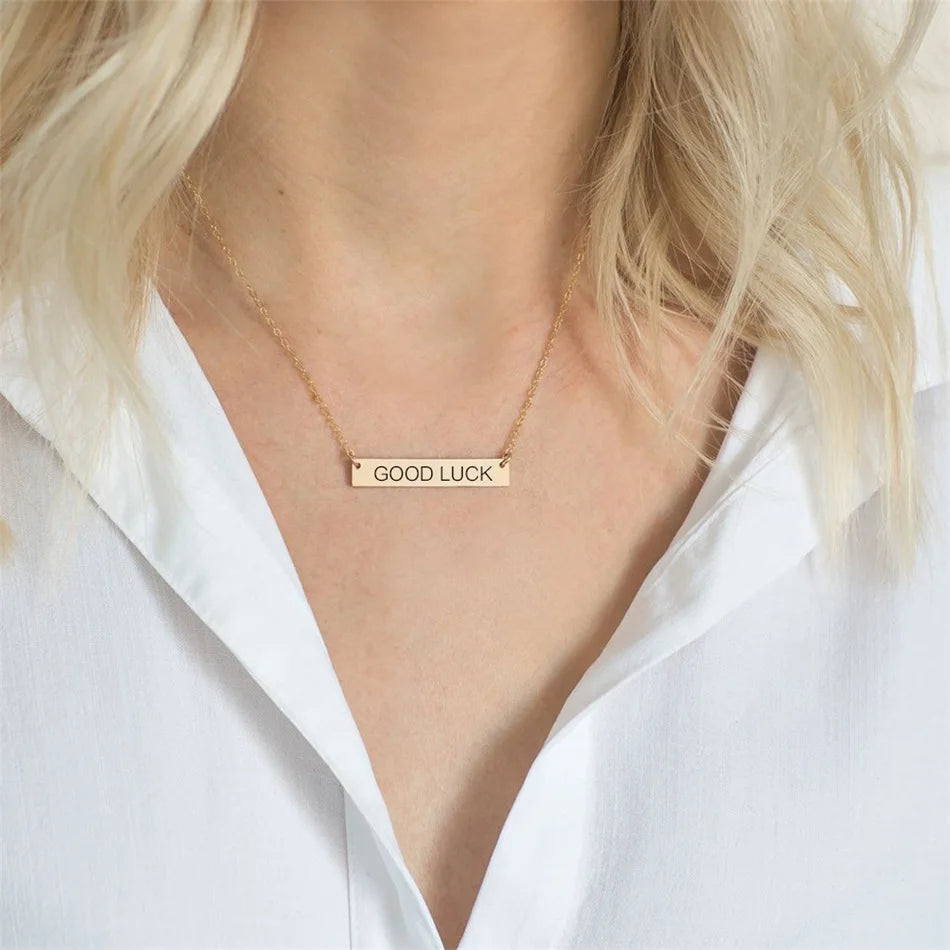 EManco Name Sentence Letter Necklace Women's Stainless Steel Necklaces Customized Initial Pendant Factory Direct