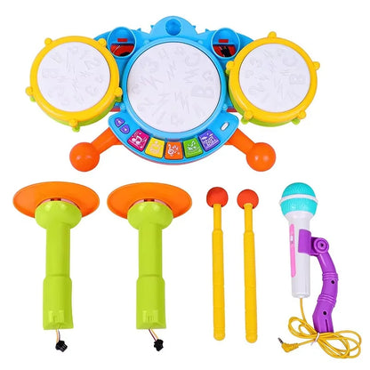 Kids Jazz Drum Set Toddlers Musical Instruments Baby Percussion Educational Learning Toys with Microphone Gifts for Boys Girls