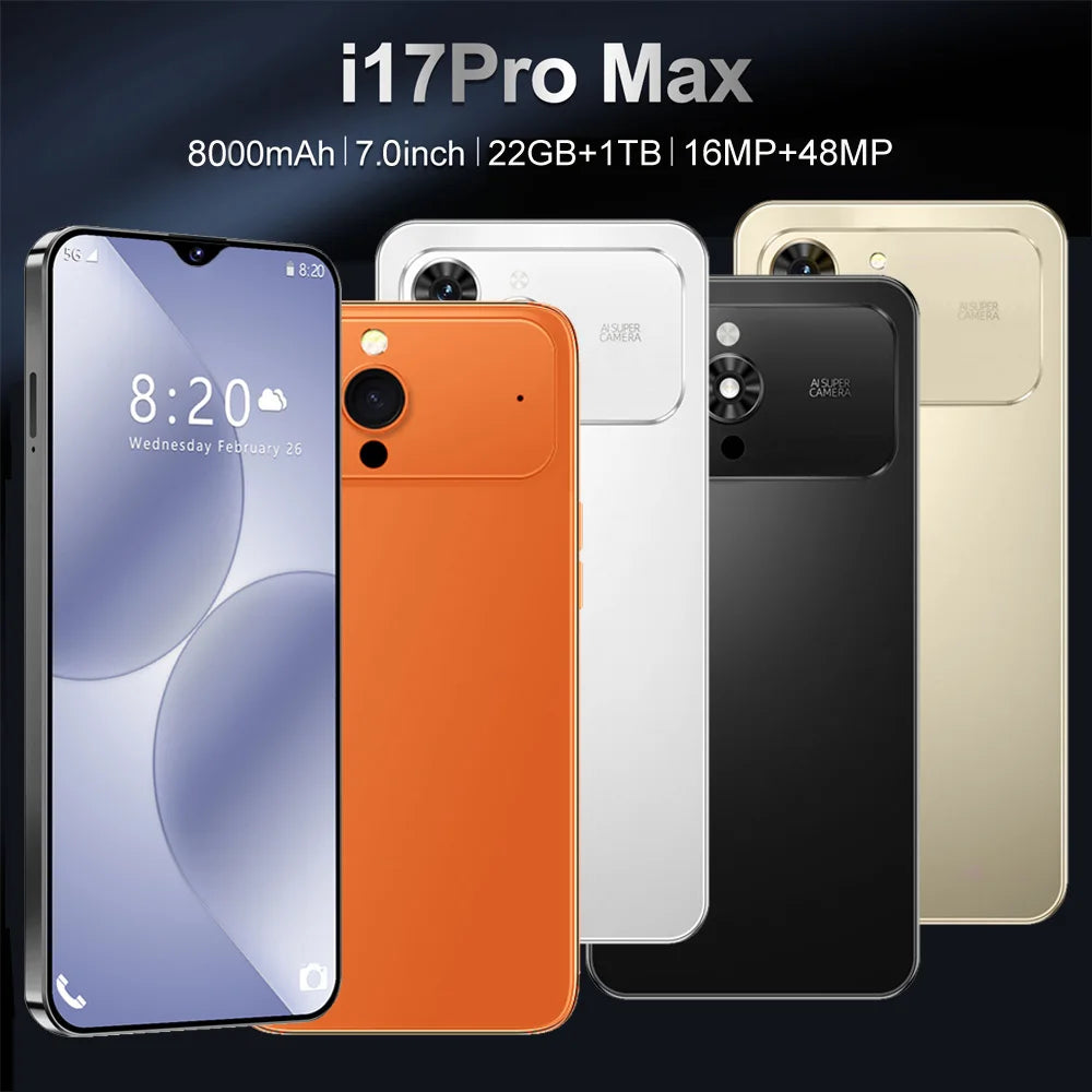 2026 Silicone Protective Covers Are Used for I17 PRO MAX 5G Mobile Cell Phones Accessories 7.0inch Android Smartphone Case