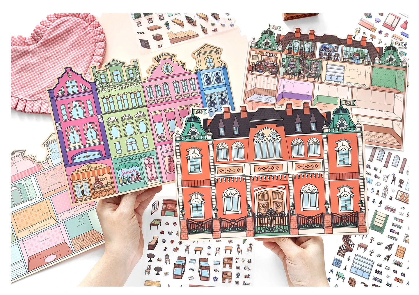 Kawaii College of Fine Arts 3D Candy Apartment Landscape Sticker  DIY Pocket Cabin Scene festival gift
