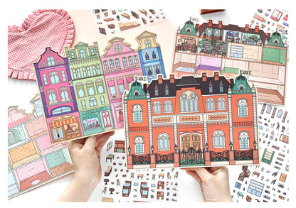 Kawaii College of Fine Arts 3D Candy Apartment Landscape Sticker  DIY Pocket Cabin Scene festival gift