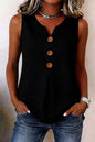 Summer 2026 Women's Blouses Fashion Button Cotton Linen Sleeveless Shirts Casual Solid Colors V-Neck Loose Plus Size Tank Tops