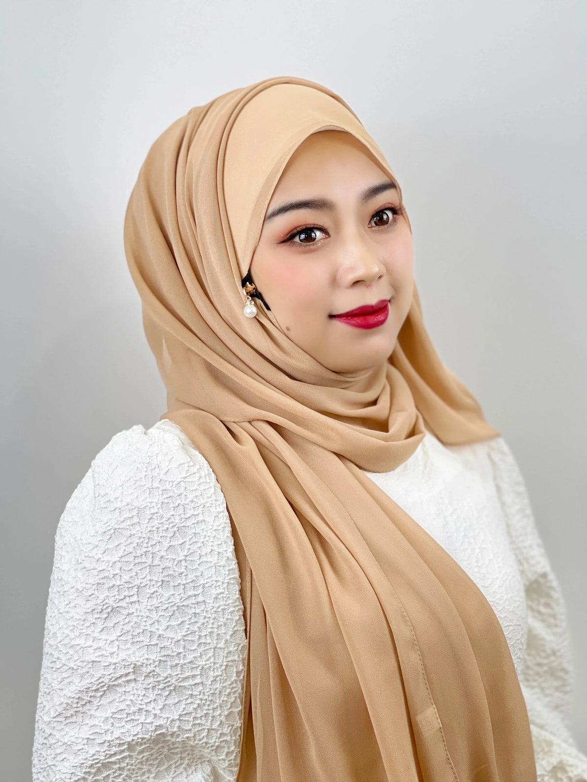Muslim Hijab Arab Turkish Hijab with Zipper Chiffon Scarf Women's Fashion Plain Hijab Wrap Solid Color Shawl Headscaf 71x180cm