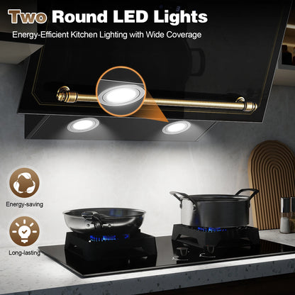 60cm Wall Hood - 400m³/h Suction, A+++ Energy, LED Lights, Dual Filter System, Retro Design‌