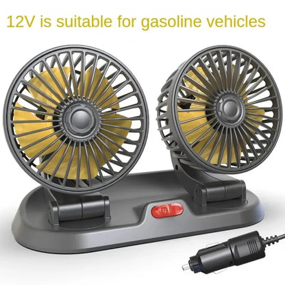 EAFC 5V 12V Car Fan Dual Head Air Cooling Fan 360° Adjustable USB Mini Protable Auto Air Fan Low Noise Car Accessories