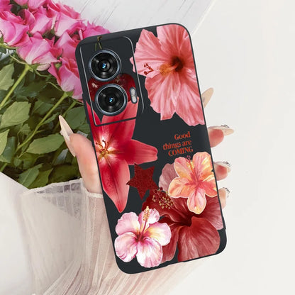 Case For Motorola Edge 50 Fusion Cover XT2429-1 Popular Flower Soft Black Silicone Phone Cases For Motorola G96 5G MotoG96 Funda