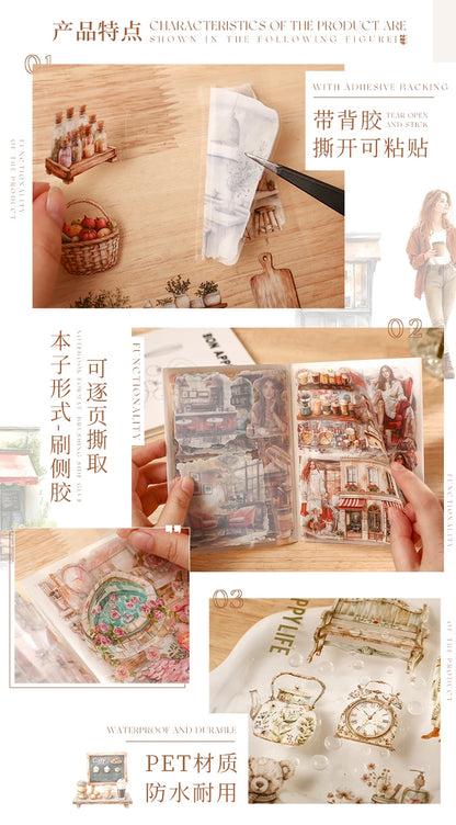JIANQI 20 Sheets PET Die cut Stickers book Girl's Handbook Decorative handmade Scrapbooking Material Diary Album Craft Supplies
