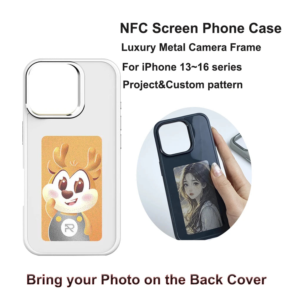 NFC Function AI Phone Cases For iPhone 17 16 15 14 13 Pro Max Plus Coque NFC DIY Luxury E ink Screen Display Custom Phone Case