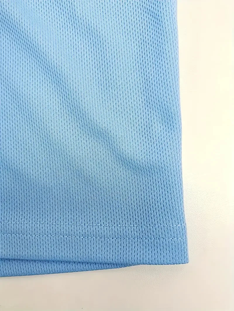 Summer Casual Versatile Fashion Short-Sleeved Button-Down Polo Shirt And Breathable Mesh Shorts Set for Men Plus Size