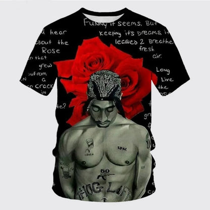 New T-Shirt Harajuku Men T-Shirt Fashion 2pac Graphic T Shirts Hip Hop Men's T-Shirts Summer Tops T-Shirts Man Designer Clothes