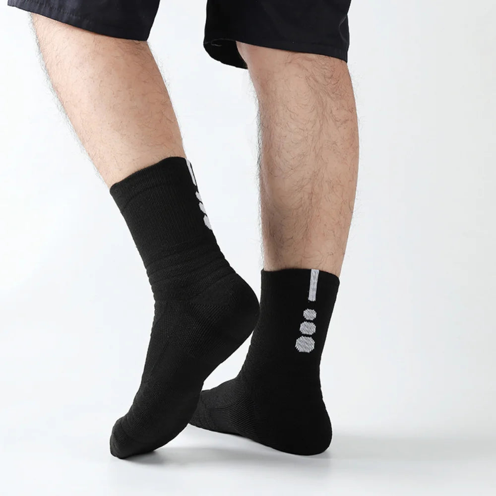 3pairs/Lot Men's Socks Compression Stockings Breathable Basketball Sports Cycling Socks Moisture Wicking High Elastic Tube Socks