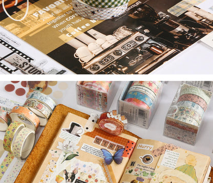 MINKYS 5pcs/set Basic Grid Star Decorative Tape Cute Cartoon Creative Washi Tape School Stationery