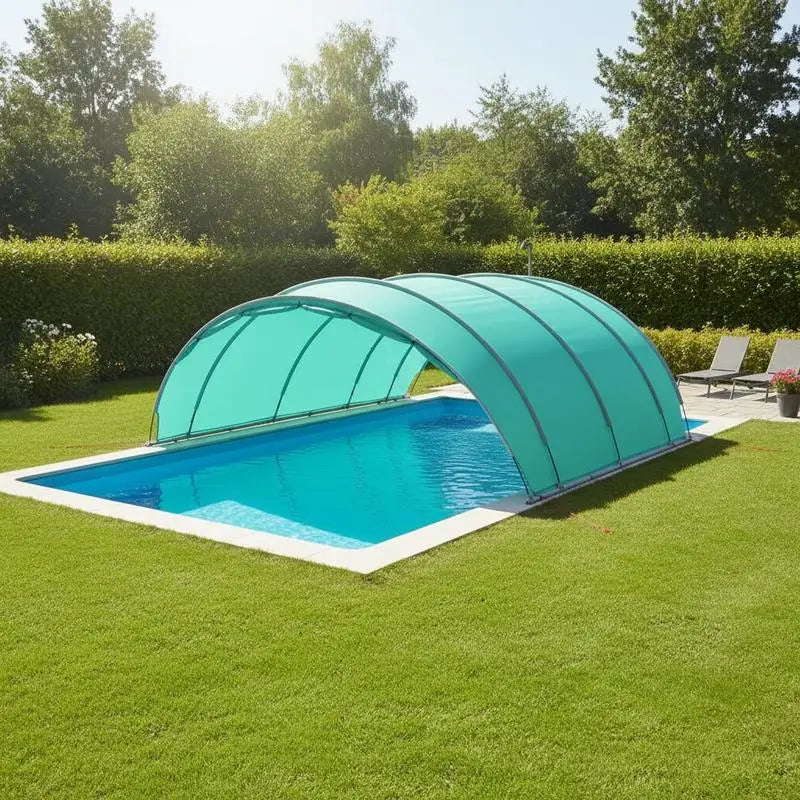 Blue Pool Dome 18×17×8.2 FT, Foldable Backyard Swimming Pool Shelter with UV-Resistant Cover, Summer Cooling & Water Protection for Garden