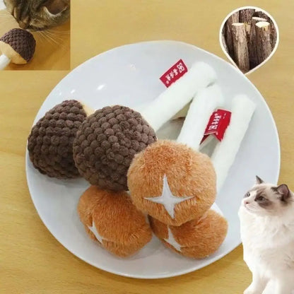 New Simulated Cat Chew Mushrooms Shape Soft Interactive Cat Bite-resistant Non-toxic Realistic Mushroom Cat Interactive Play