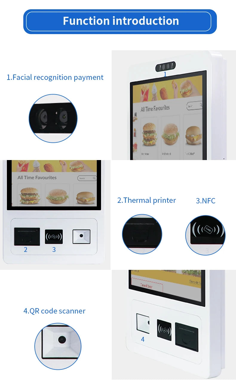 TouchWo 15.6 21.5 23.8 Inch Wall Mount Touch Screen AIO Computer Touchscreen Self Service Checkout Ordering Ticket Payment Kiosk