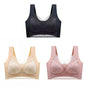 3Pcs Women Lace Bra Perspective Push Up Ice Silk Deep V Bralette Bra Sexy Lingerie Tops Plus Size Cup Mom's underwear L-5XL