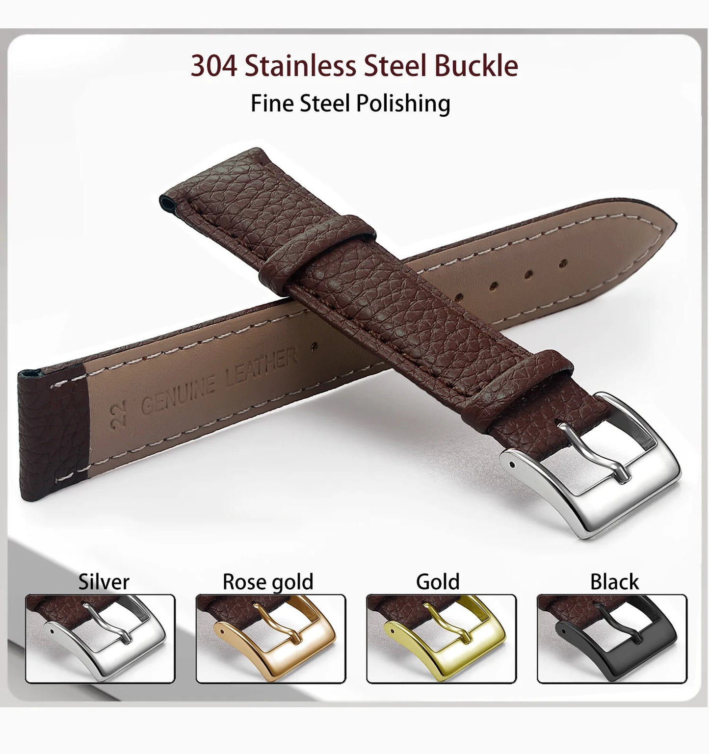 SAMCO Genuine Leather Watch Band 12/14/16/18/19/20/21/22/24 mm Watch Strap for Man Women High-quality Wrist Watchband + Tool