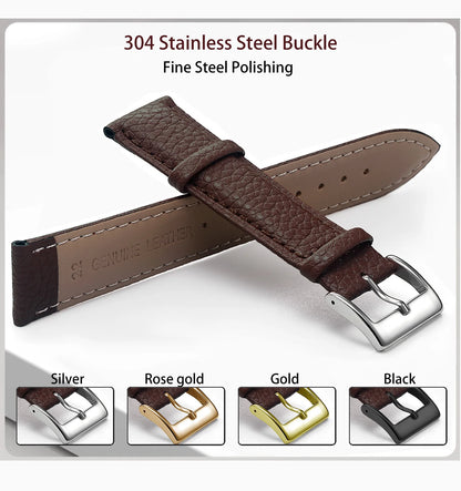 SAMCO Genuine Leather Watch Band 12/14/16/18/19/20/21/22/24 mm Watch Strap for Man Women High-quality Wrist Watchband + Tool