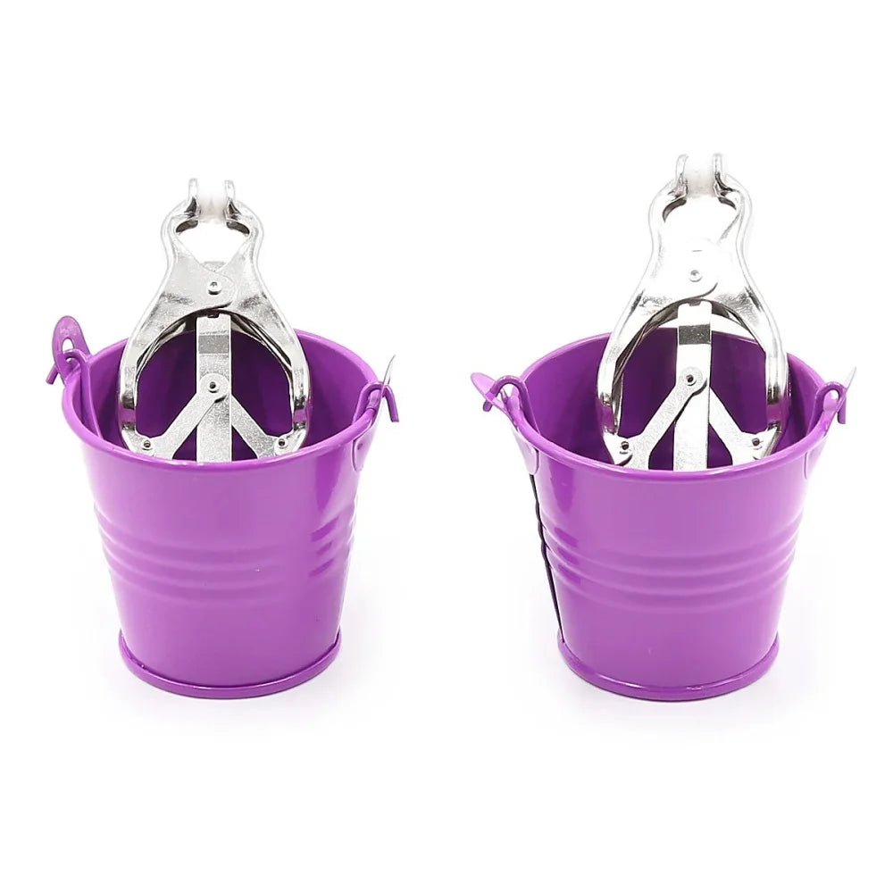 Nipple Clip Metal Chain Clip Clitoral Clip Adult Sex Toy Slave Bucket BDSM Small Water Bucket Silver Iron Chain Clip Suitable Fo
