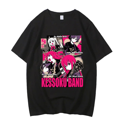 Unisex Anime Cos BOCCHI THE ROCK Hitori Gotoh Ljichi Nijika Cotton Casual Short Sleeve Tees High Quality Streetwear