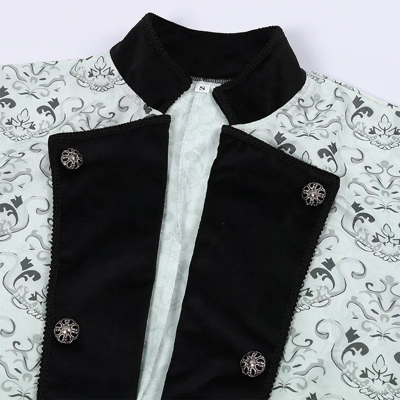 Men Steampunk Coat Tuxedo Medieval Costume Jacket Halloween Retro Renaissance Victorian Party Male Stand Collar Fashion Tailcoat