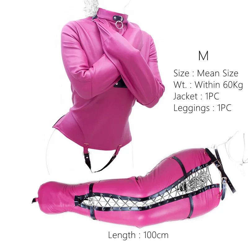 Super Tight PU Leather Mermaid Bondage Kit with Fetish Bodysuit Harness Leg Bag for Couple Cosplay Sex Binder BDSM Clothes