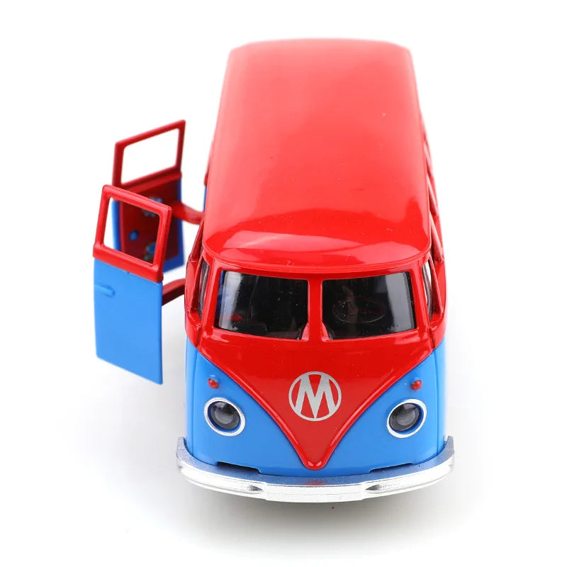 1:38 Alloy BUS Model Boy Toys 11cm Metal Mini City Travel BUS Model Pull-back Diecasts Car Model Collection Gifts (bagged)