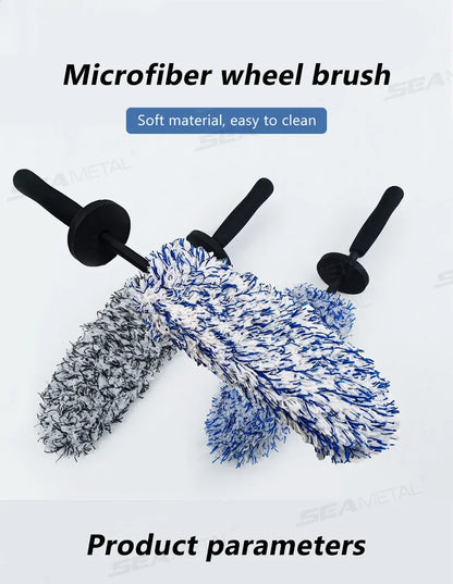 SEAMETAL Non Slip Microfiber Wheel Brush Mitt Premium Plush Car Wash Wheels Brushes for Car Rims Spokes Wheel Barrel Cleaning